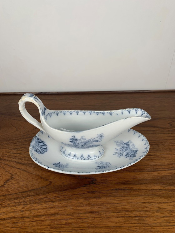 Image 1 of Sarreguemines U&C Flore Model Sauceboat, 19th Century