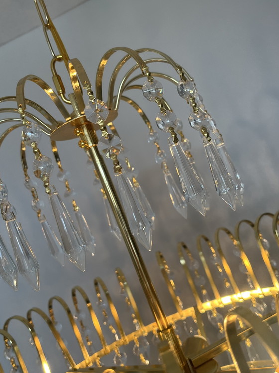 Image 1 of cut crystal point icicles chandelier