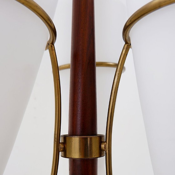 Image 1 of Three-arm tripod floor lamp with opaline glass, attributed to Stilnovo - 1950s