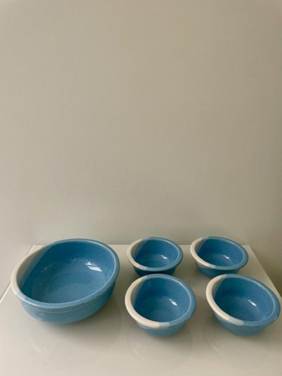 Image 1 of Kultakeramiikka Finland tray set blue/white (5-piece)