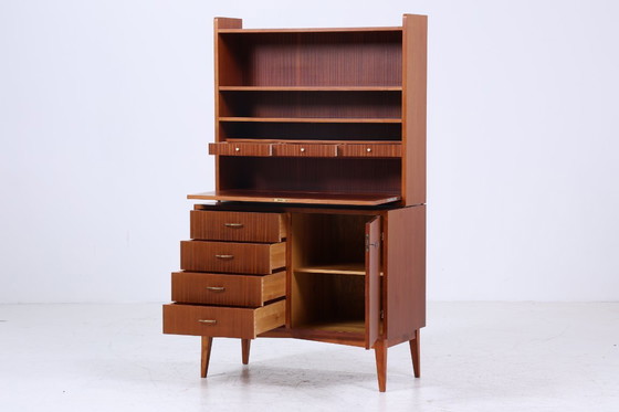 Image 1 of Rare Étagère Vintage Années 60 | Mid Century Armoire à étagères Tiroirs Rétro Bois Rangement #07-69