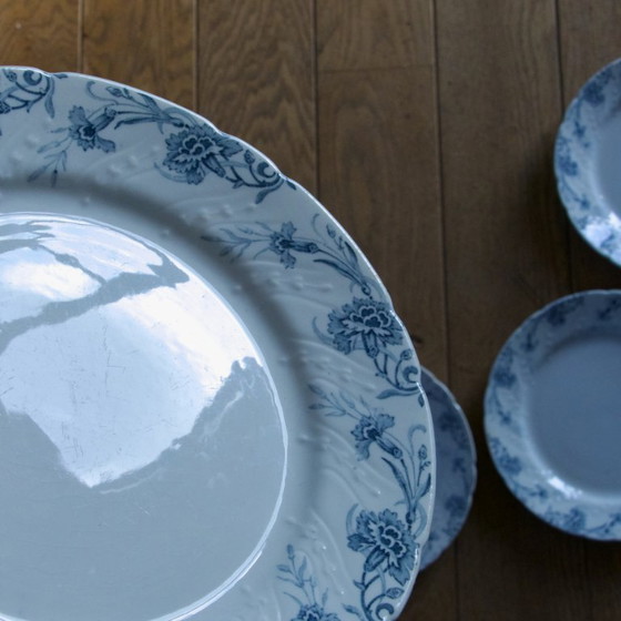 Image 1 of Antique 19th-century ironstone plates signed KG Luneville