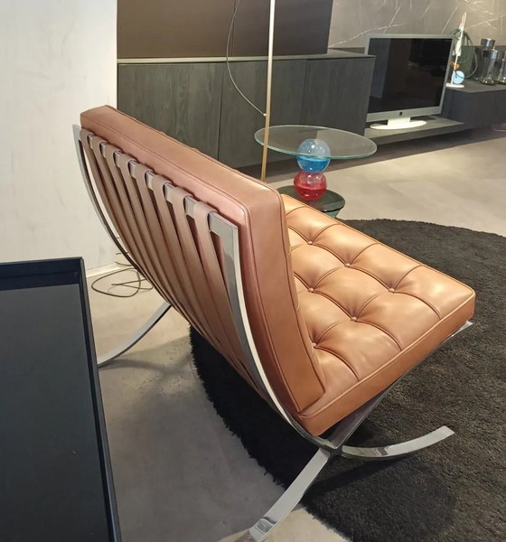 Image 1 of Sillón Knoll Barcelona - Nuevo, sin estrenar, en piel color caramelo y coñac - Diseño de L. Mies van der Rohe y Lilly Reich, 192