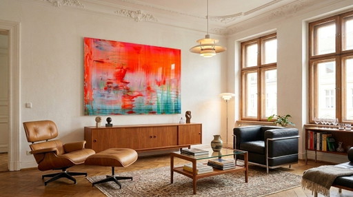 Pure Luxury - Exclusive Abstract Dream Expressionism Oceania Orange 5 mm Acrylic Glass 200 cm x 112 cm