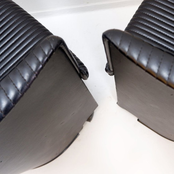 Image 1 of Pair of black leather Artona armchairs by Afra and Tobia Scarpa for Maxalto Artona Mod. 8551 - Italy 1985