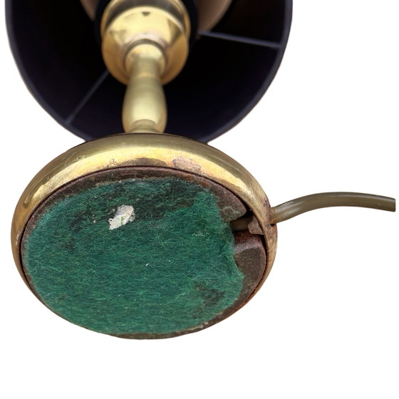 Image 1 of Lampe de nuit en laiton, lampe de table avec abat-jour, Allemagne, 1970