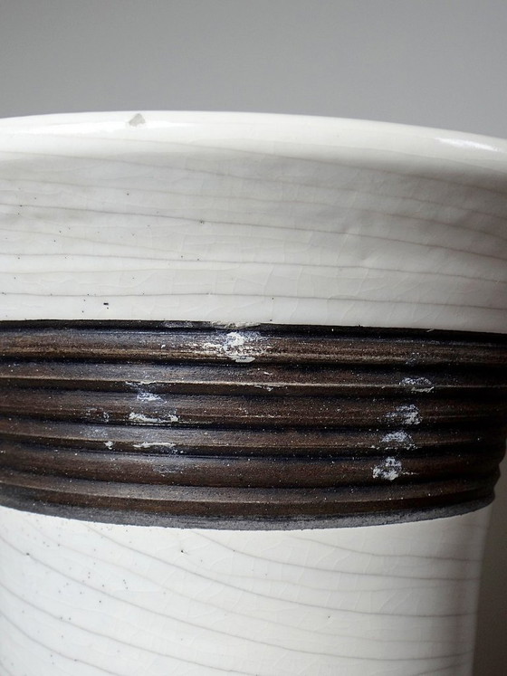 Image 1 of Grande lampada Raku moderna in beige e marrone Keramos Sèvres - René Hénon [...]