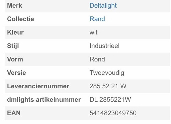 Image 1 of Faretto doppio Delta Light Edge, bianco