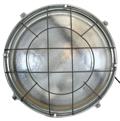 Applique vintage in alluminio pressofuso grigio industriale, anni '80