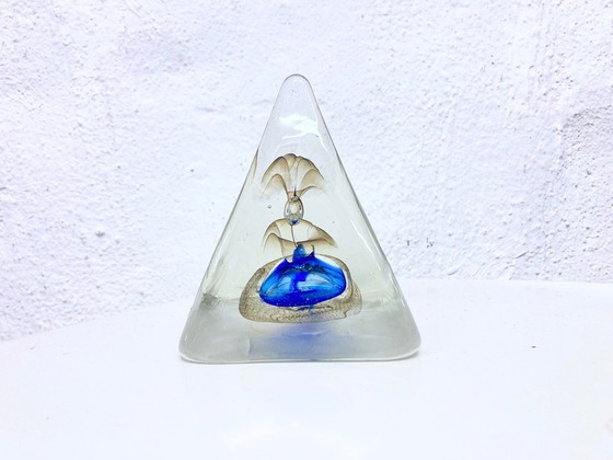 Image 1 of Signed glass paperweight by Pavel Molnar, pyramid shape, 1970s/80s