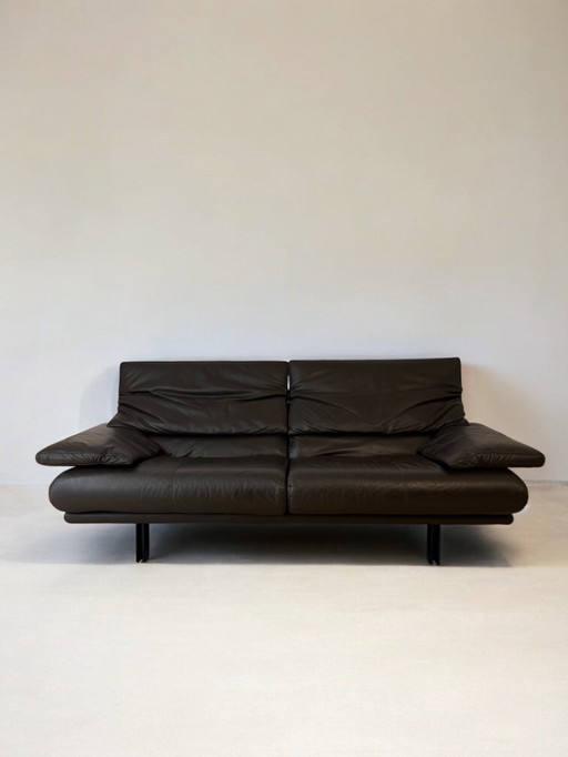 vintage Alanda sofa brown leather by Paolo Piva for B&B Italia 1980s