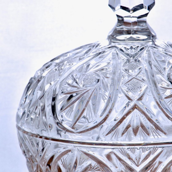 Image 1 of Grote antieke Boheemse kristallen snoepschaal