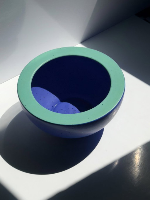 Bol en céramique vintage, postmoderne, bleu cobalt outremer, style années 80/90, bol Memphis