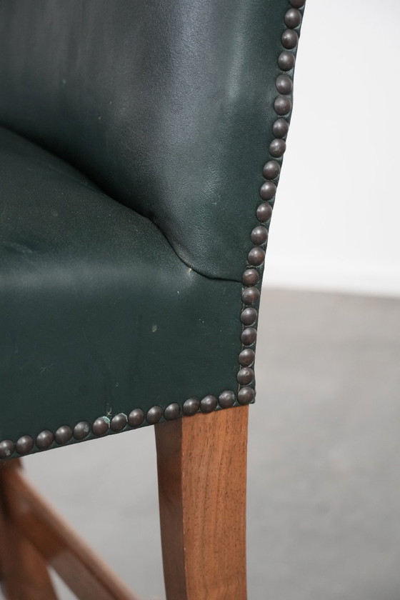 Image 1 of Old English cowhide leather and wood Gainsborough occasional/desk chair