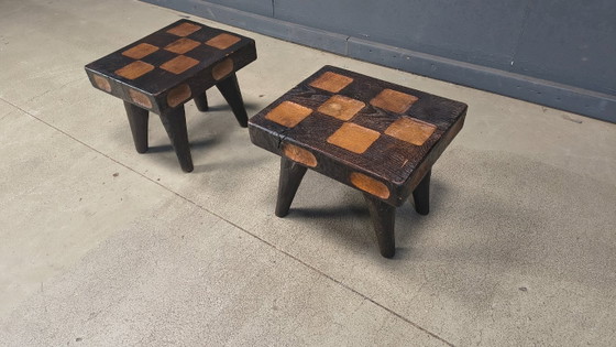 Image 1 of Vintage rustic wooden side tables or stools, 1960s