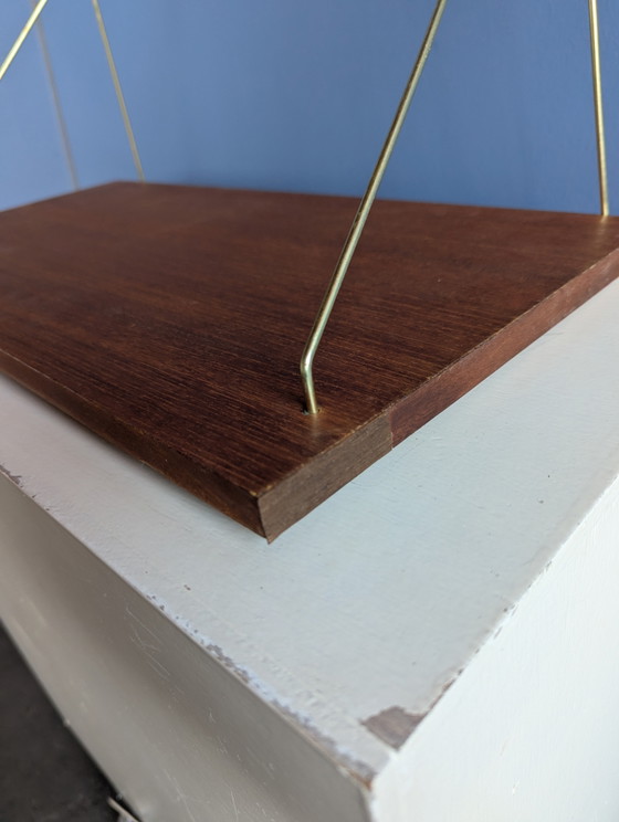Vintage Deense teak wandplank 1960s – Wandrek, Brass, Wood (photo 6 of 10)