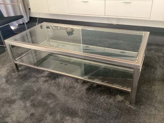 Image 1 of Glazen salontafel met rvs frame