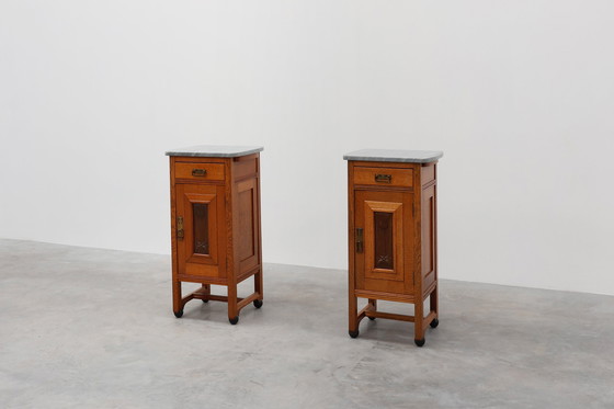 Image 1 of Art Nouveau bedroom set attr. to De Coene with artwork by Geo Verbanck, Belgium ca. 1905