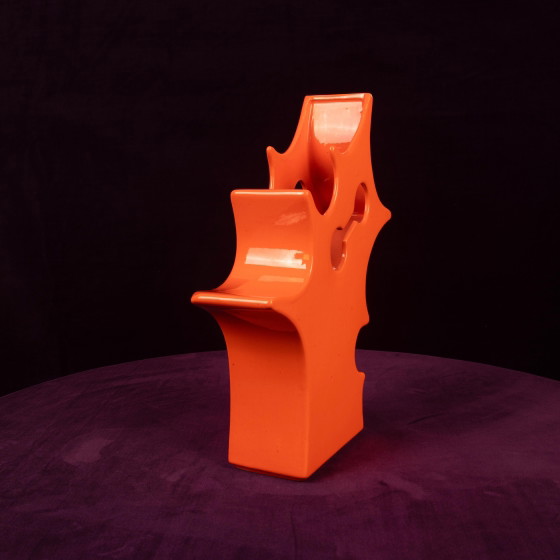 Abstract Oranje Keramische Sculpturale Vaas, Postmodern Space Age, Italië, 1980 – Vazen, Ceramic (photo 9 of 19)