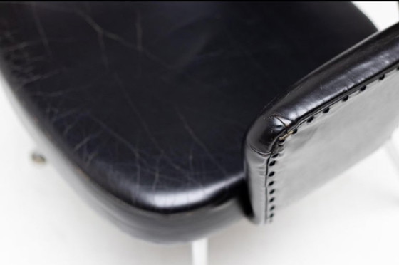 Image 1 of Set of 4 Saarinen Executive Armchairs for Knoll in Black Leather