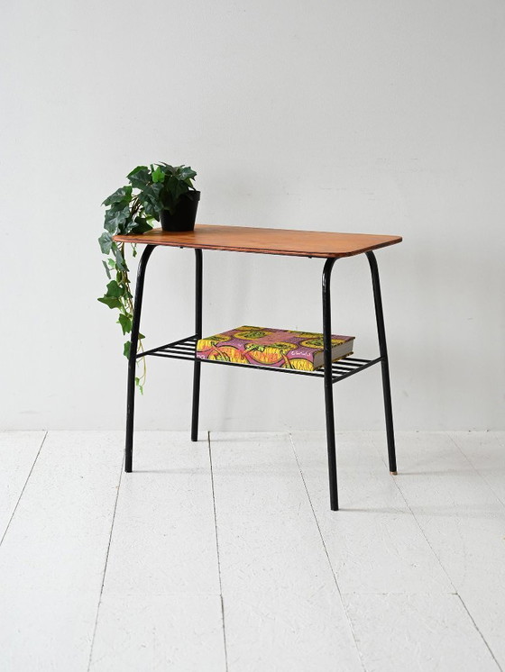 Image 1 of Tavolino scandinavo vintage in pino e metallo