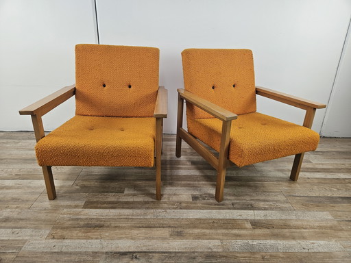 Pair Of 1960S Mid Century Upholstered Armchairs