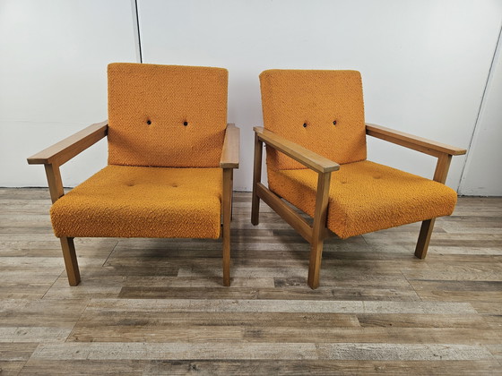 Image 1 of Pair Of 1960S Mid Century Upholstered Armchairs