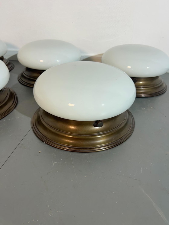 Image 1 of Sei lampade da soffitto in ottone del 1980