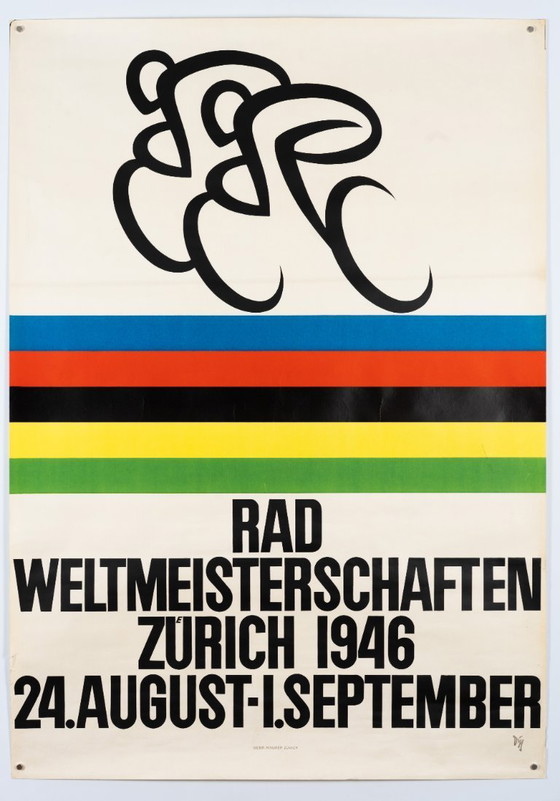 Image 1 of Rad Weltmeisterschaften Zürich – 1946 – Original Vintage Lithograph by Axel Walter Diggelmann – Mid-Century – 128x90.5 cm