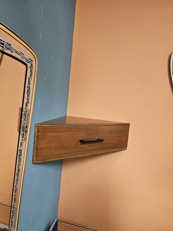 Comodino Angolare a Parete Flottante Vintage Mid-Century – Comodini, Iron, Wood (photo 5 of 11)