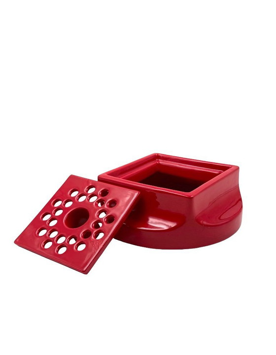 Image 1 of Space age red ceramic ashtray, Studio Opi, Gabbianelli Italy ca. 1970