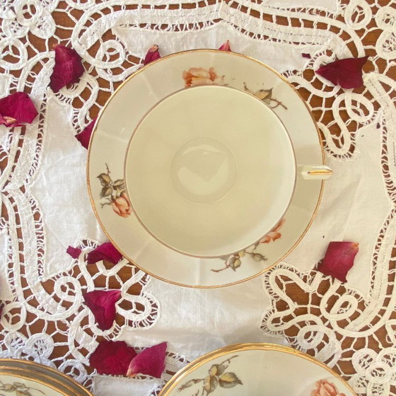 Image 1 of 6 tazze da caffè/tè/tisane in porcellana di Limoges vintage, M e S