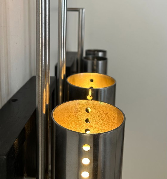 Image 1 of Coppia di applique vintage, metallo cromato e rovere annerito, Francia, 1970