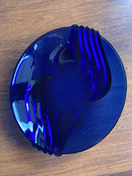 Image 1 of Cuenco único art decó azul cobalto