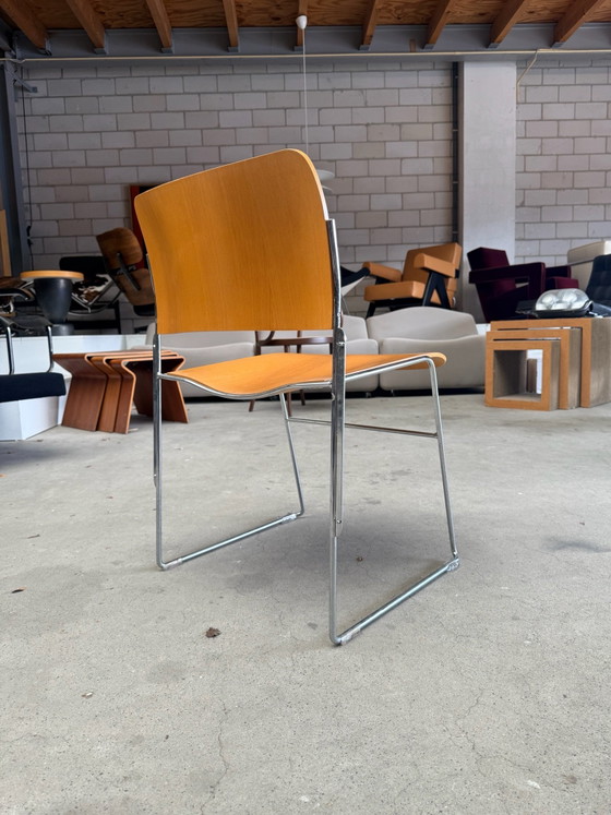 Set of 4 Howe 40/4 chairs, Dining chairs, Wood, Chrome, Brown (photo 13 of 15)