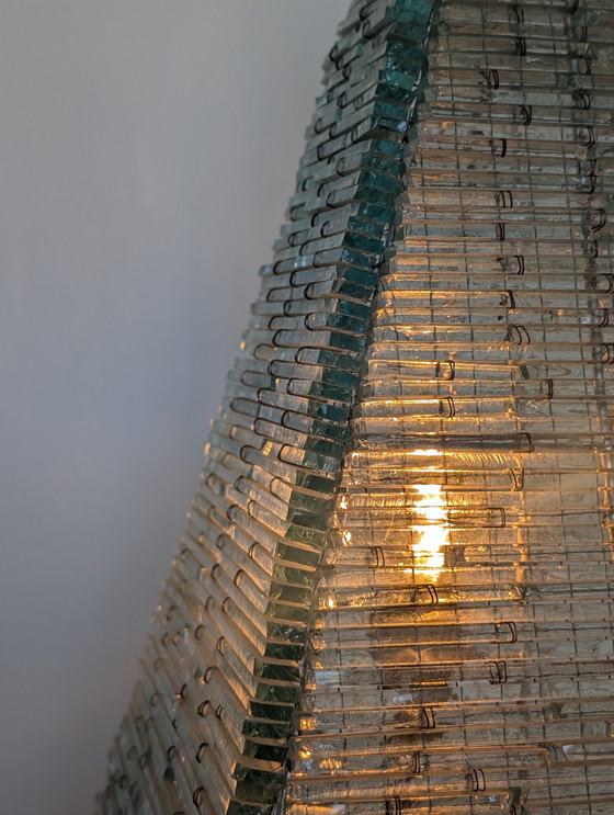 Image 1 of French Glass Pyramid Shaped Sculptured Table Lamp, 1970s