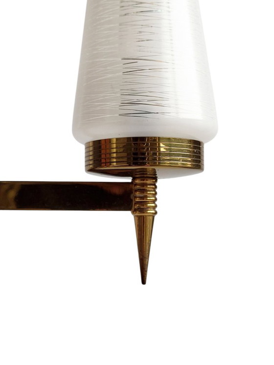 Image 1 of Lampadario in ottone e vetro 1960