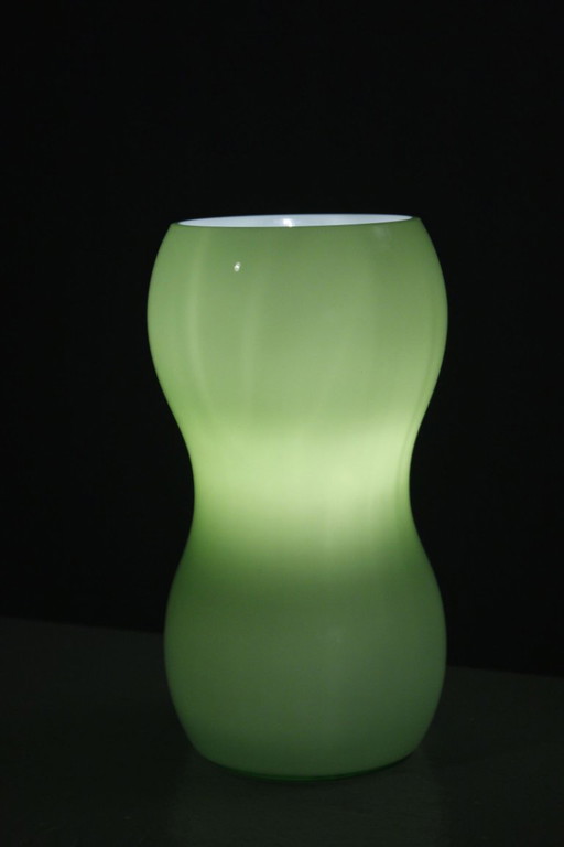 Ikea Vintage - "Kvintant" Lamp b9612 1990s Opaline White & Apple Green