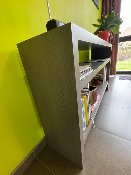 Modern low wall cabinet / bookcase 128 cm - wood look - open design