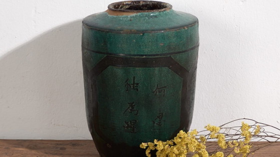 Antieke hoge turquoise groene vaas (ca. 1820) #37 – Vazen, Ceramic (photo 3 of 40)