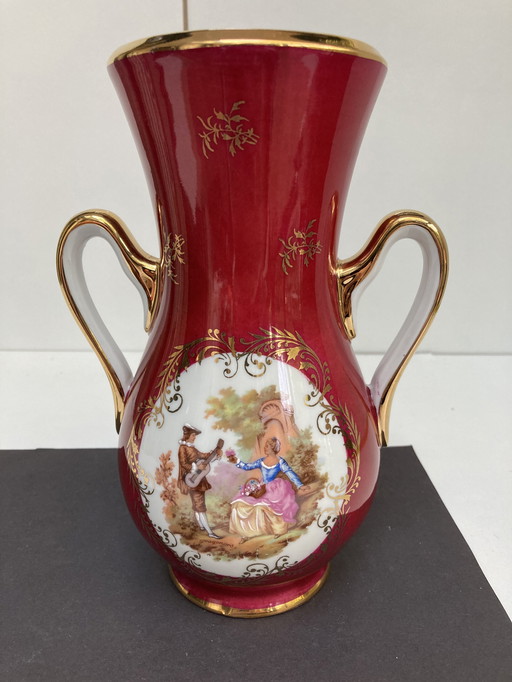 Jarrón de porcelana Limoges vintage de los años 80