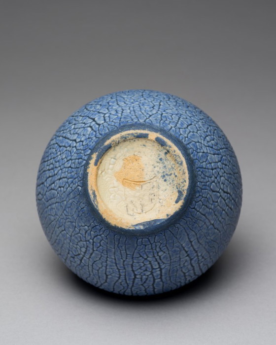 Image 1 of ALBERT KIESSLING "SNAKESKIN" Vase TRIO East German Pottery REDUKTIONSGLASUR GDR