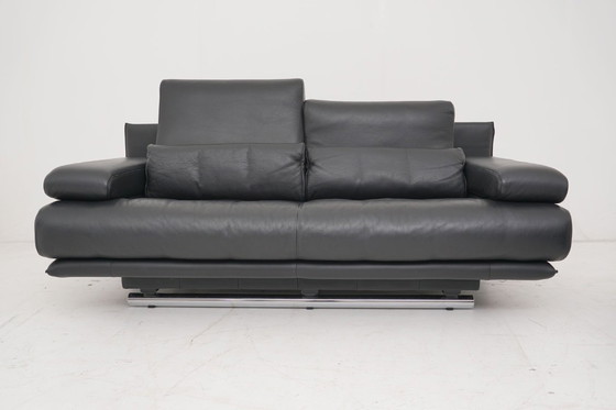 Image 1 of Rolf Benz 6500 Set Bankstel 2x Tweezitsbank Leer Zwart
