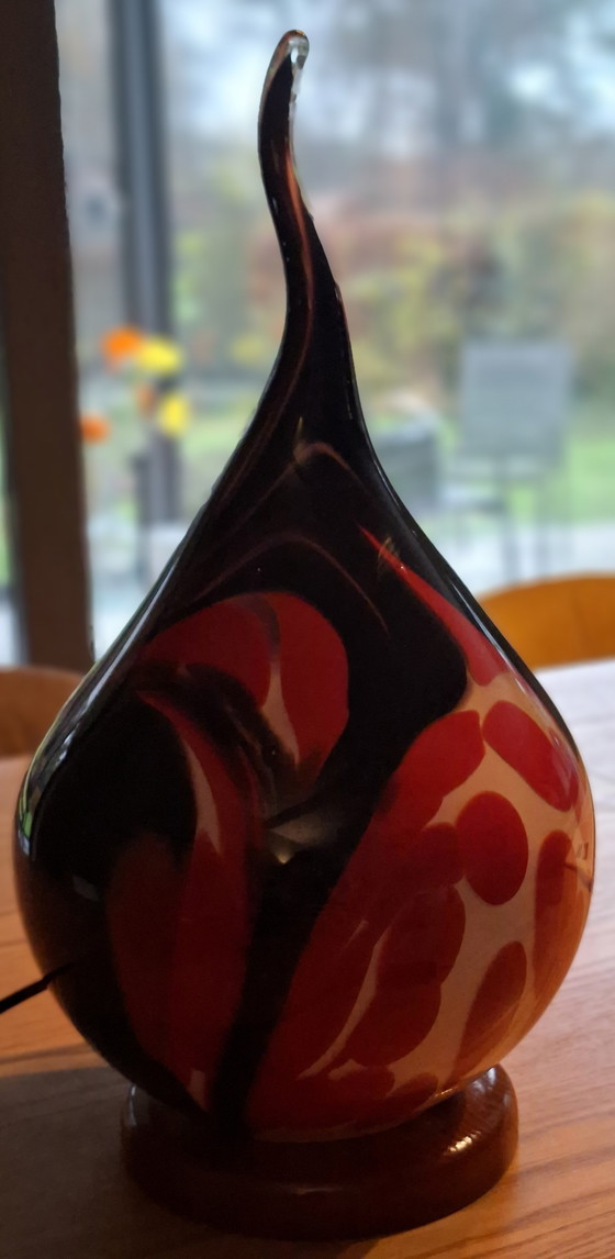 Image 1 of Lampe de table en verre coloré soufflé à la bouche, en forme de goutte