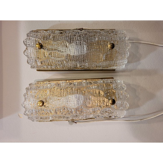 Image 1 of Pair of vintage wall lamps by Carl Fagerlund for Orrefors Glasbruk, Sweden 1970s