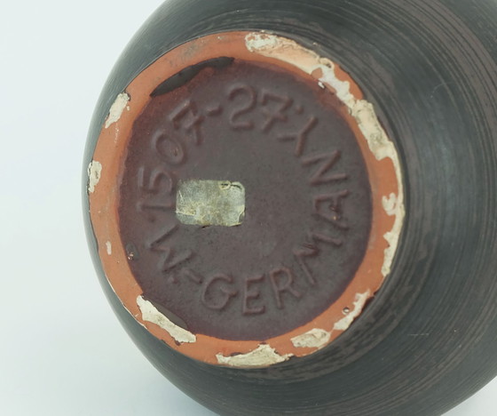 Image 1 of vintage carstens keramik vase model 1507-27 rare glaze in brown black and yellow