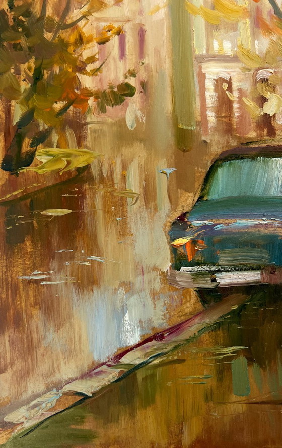 Image 1 of Original Oil Painting Autumn City Autumn in the Old Quarter