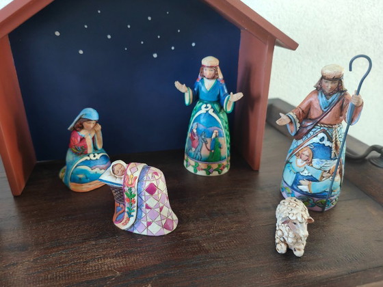 Image 1 of Weihnachtskrippe / Weihnachtsstall, handgefertigt von Jim Shore