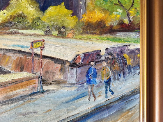 Original Parisian Street Scene Art, Notre Dame Cathedral & Seine River, Paintings & Drawings, Canvas (photo 6 of 10)