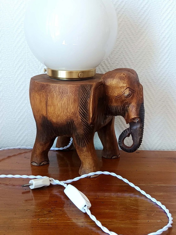 Image 1 of Elephant and opaline lamp